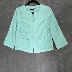 100% Linen Elegant Mint Green Blouse size 6